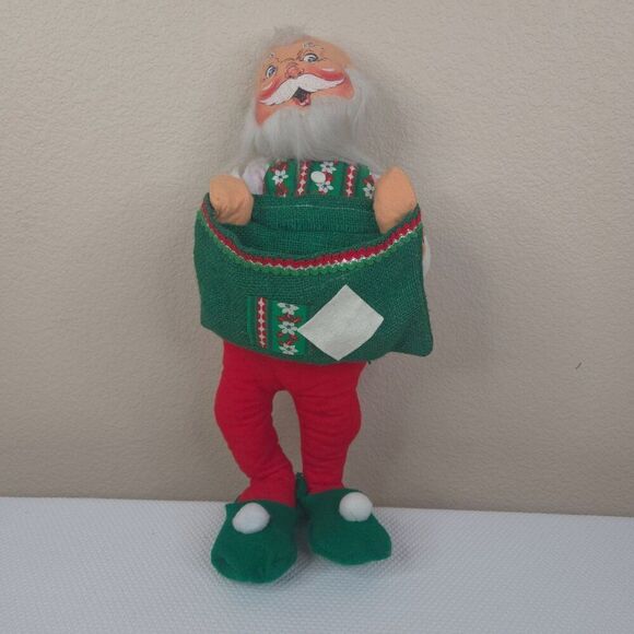 Vintage 80s Annalee Santa Claus Gift Bag Figure 20" Christmas - Picture 2 of 7